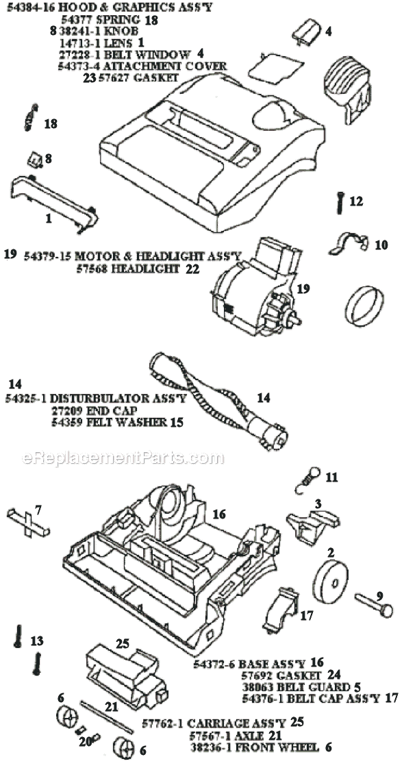 Page B Diagram and Parts List for 9301BT  Eureka Upright Vacuum