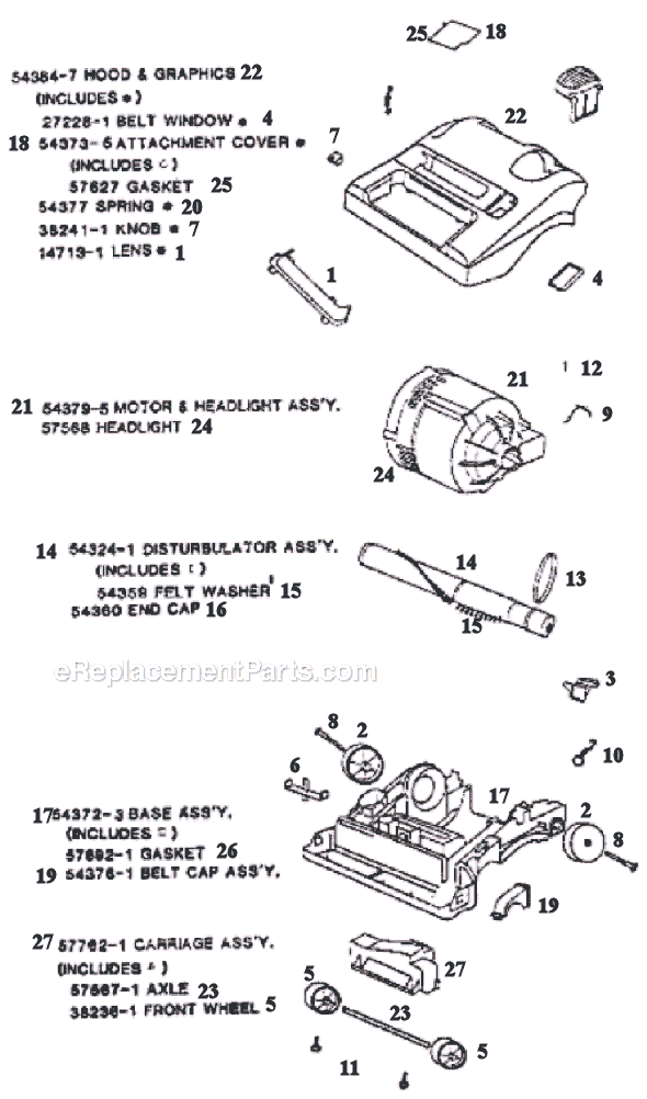 Page B Diagram and Parts List for 9302AT  Eureka Upright Vacuum