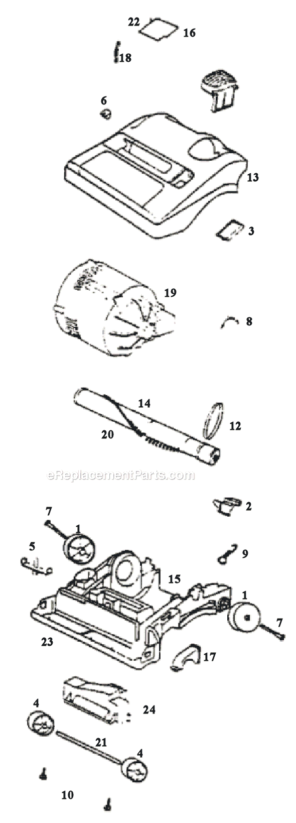 Page A Diagram and Parts List for 9334BT  Eureka Upright Vacuum