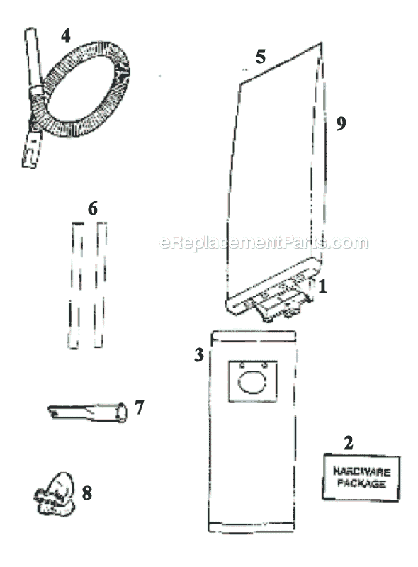 Page B Diagram and Parts List for 9334ETX  Eureka Upright Vacuum