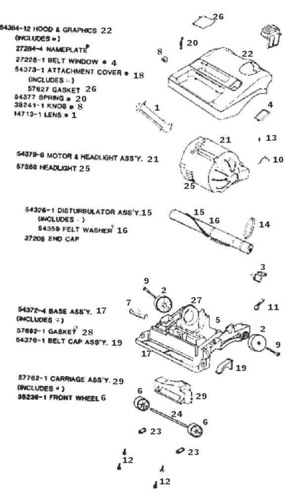Page B Diagram and Parts List for 9410BT  Eureka Upright Vacuum