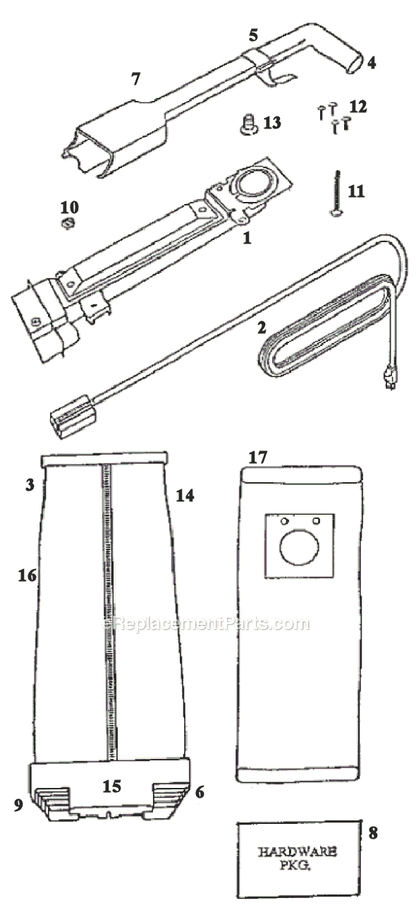 Page D Diagram and Parts List for 9410DT  Eureka Upright Vacuum