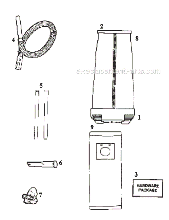 Page A Diagram and Parts List for 9410ET  Eureka Upright Vacuum