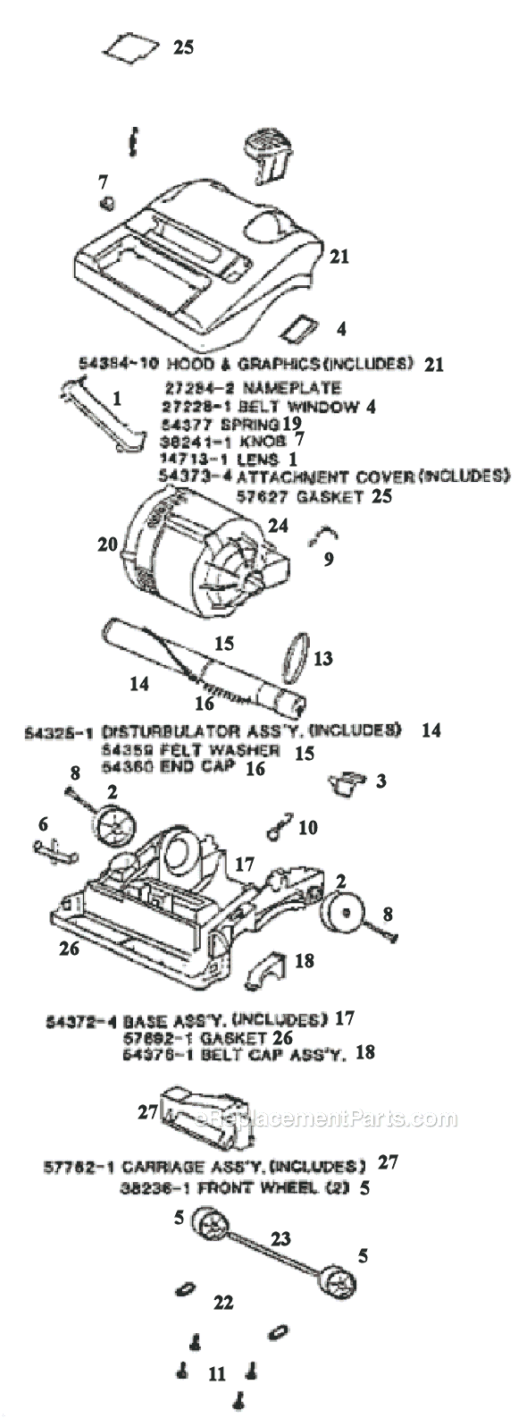 Page A Diagram and Parts List for 9615ATX  Eureka Upright Vacuum