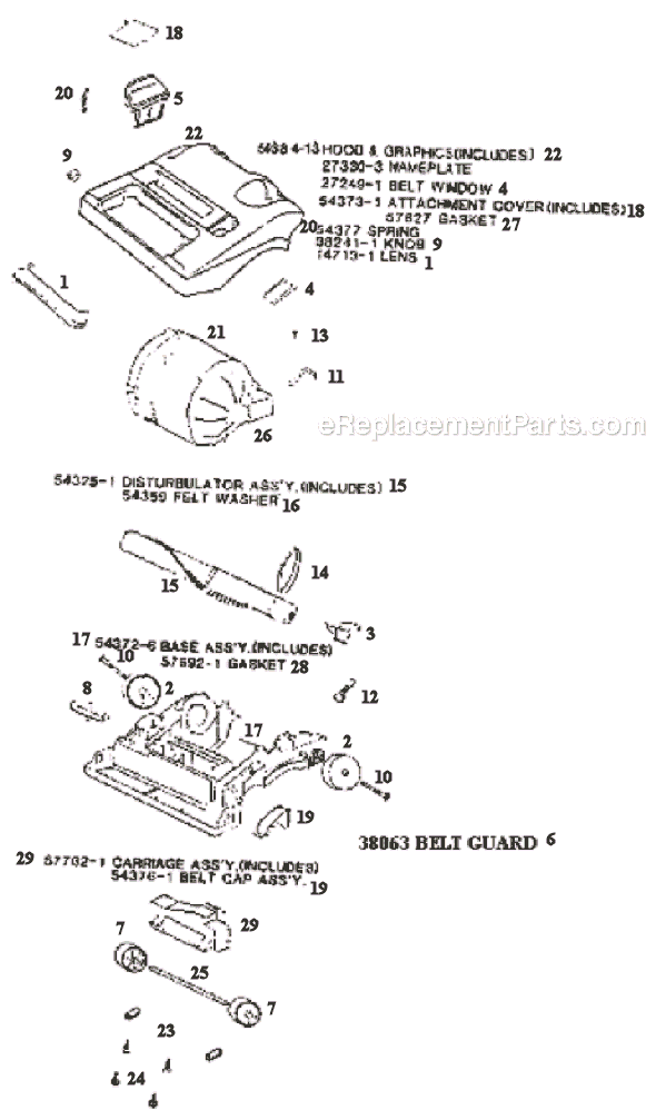 Page A Diagram and Parts List for 9615BTX  Eureka Upright Vacuum