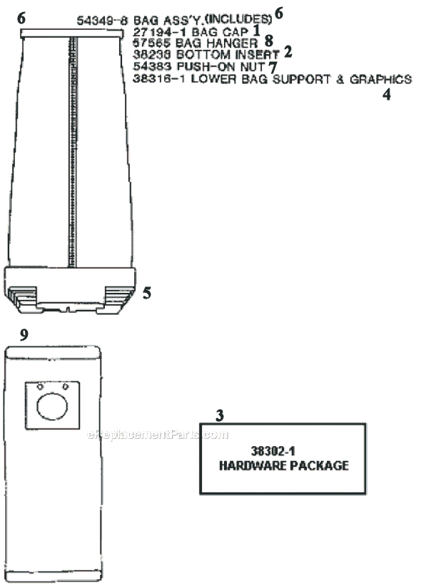 Page D Diagram and Parts List for 9615BTX  Eureka Upright Vacuum
