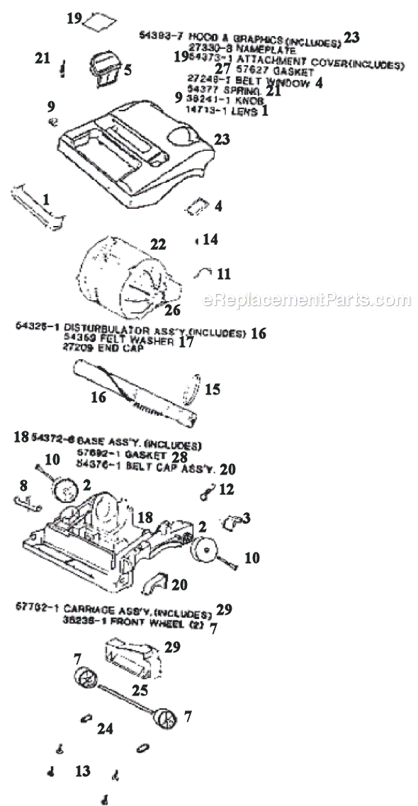 Page A Diagram and Parts List for 9615BT  Eureka Upright Vacuum