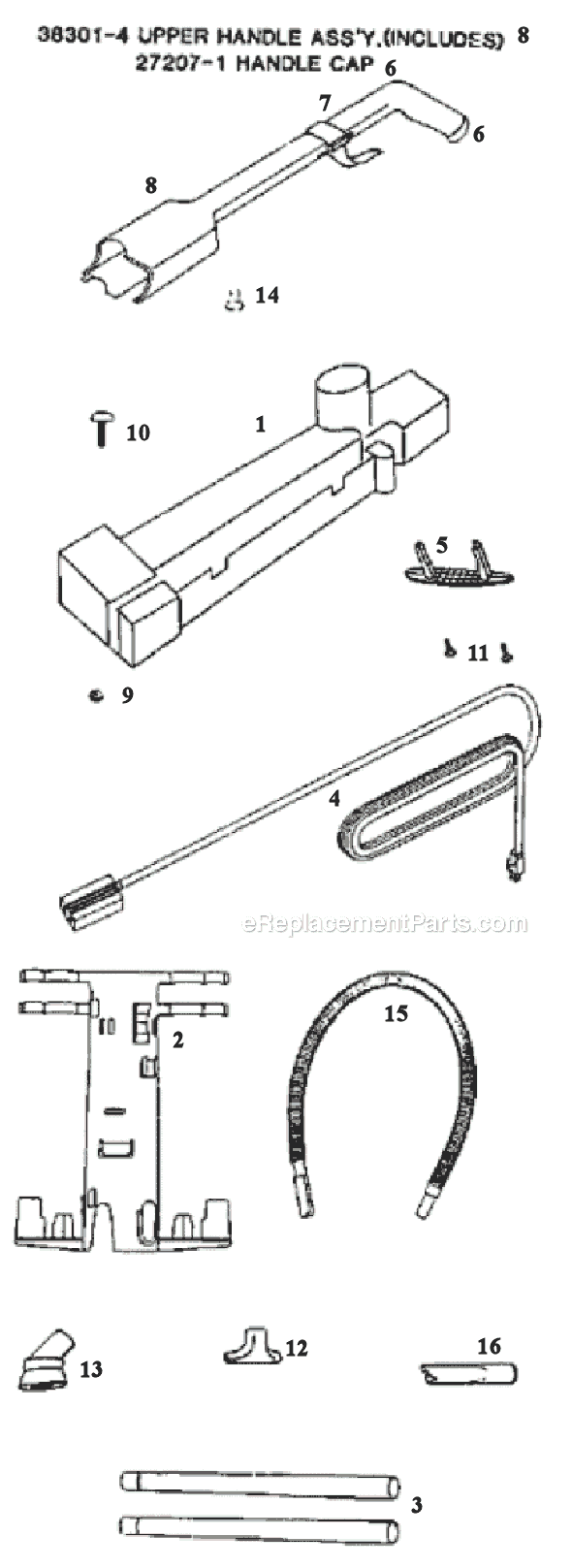 Page C Diagram and Parts List for 9615BT  Eureka Upright Vacuum