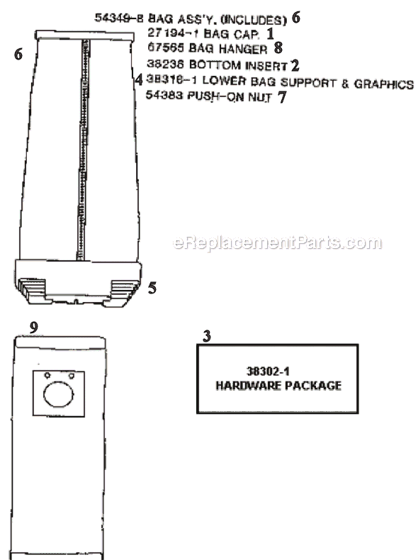 Page D Diagram and Parts List for 9615BT  Eureka Upright Vacuum