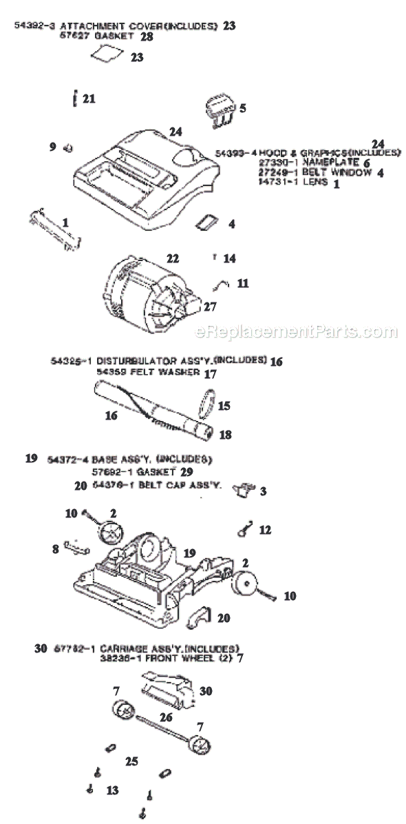 Page A Diagram and Parts List for 9620AT  Eureka Upright Vacuum