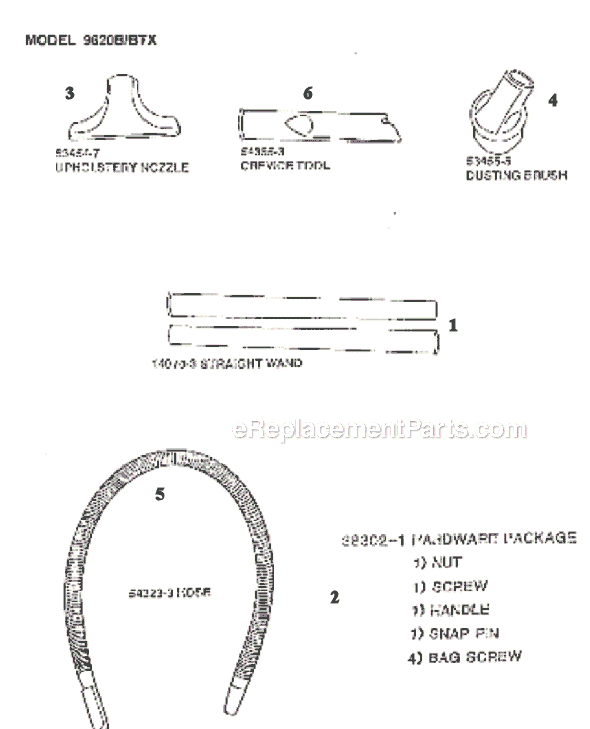 Page A Diagram and Parts List for 9620BTX  Eureka Upright Vacuum