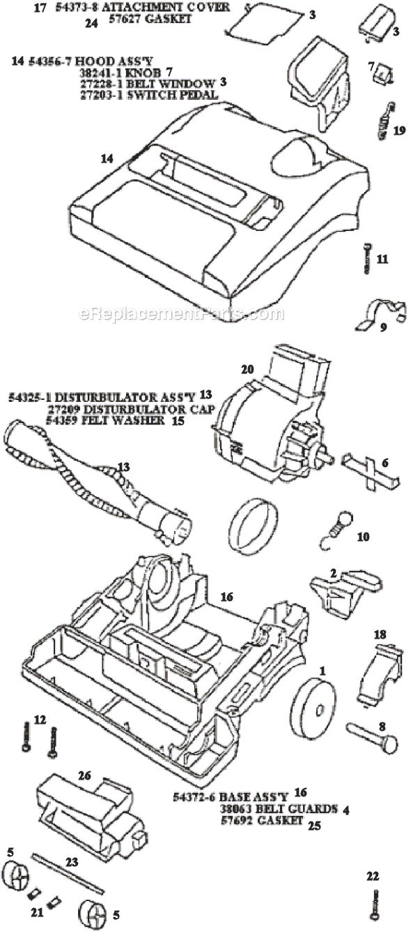 Page B Diagram and Parts List for 9720AT  Eureka Upright Vacuum
