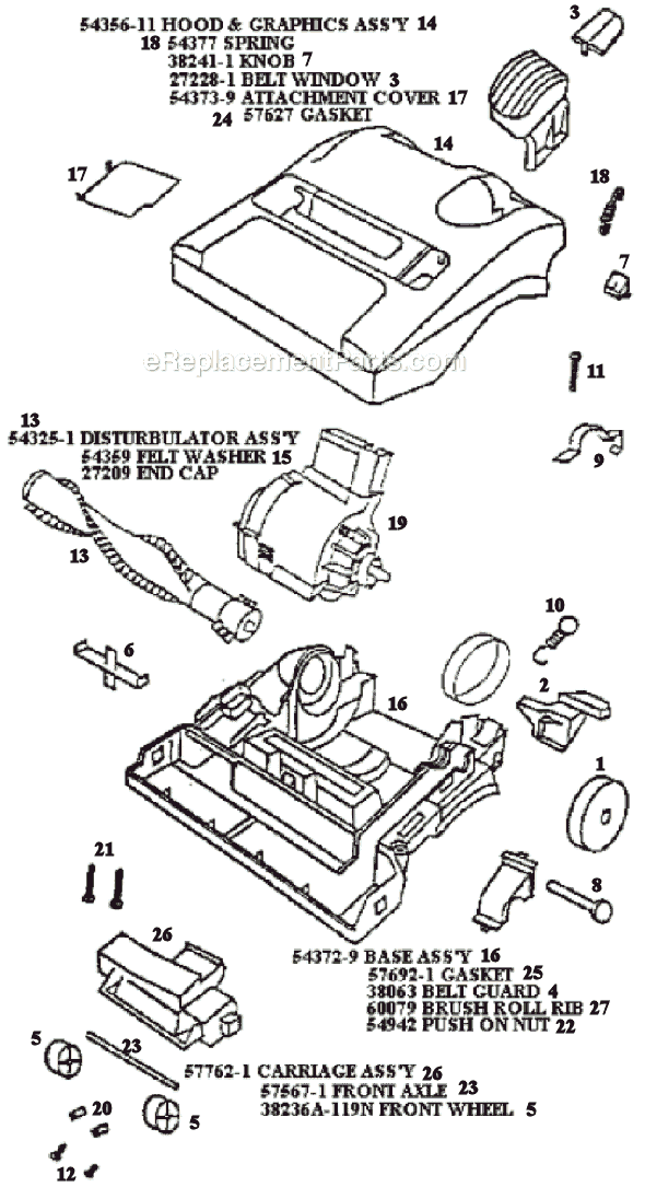 Page B Diagram and Parts List for 9721ATX  Eureka Upright Vacuum