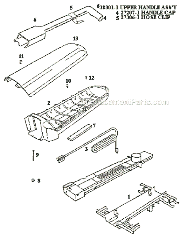 Page D Diagram and Parts List for 9721ATX  Eureka Upright Vacuum