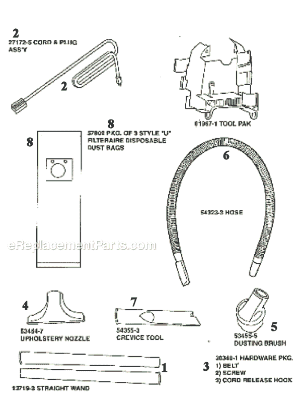 Page A Diagram and Parts List for 9730BT  Eureka Upright Vacuum