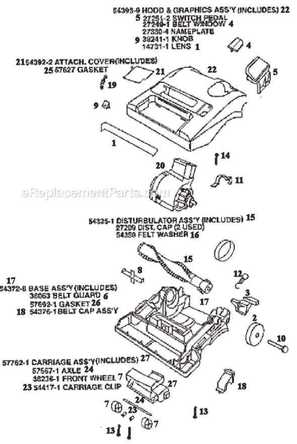 Page B Diagram and Parts List for 9730BT  Eureka Upright Vacuum