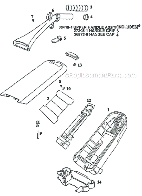 Page D Diagram and Parts List for 9730BT  Eureka Upright Vacuum