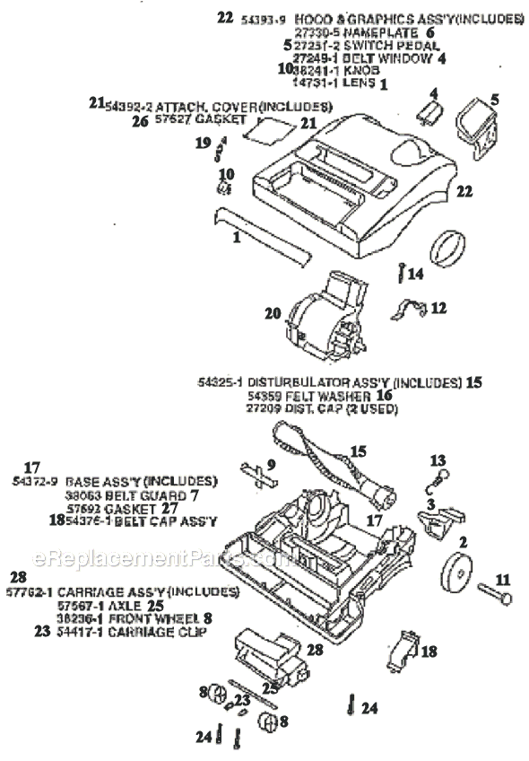 Page B Diagram and Parts List for 9731AT  Eureka Upright Vacuum
