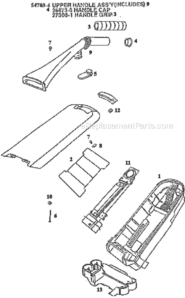 Page D Diagram and Parts List for 9731AT  Eureka Upright Vacuum