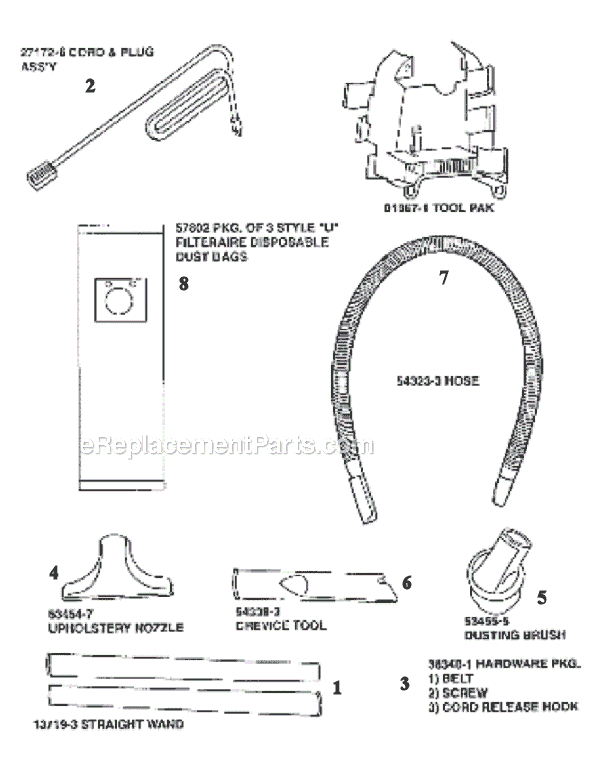 Page A Diagram and Parts List for 9734AT  Eureka Upright Vacuum