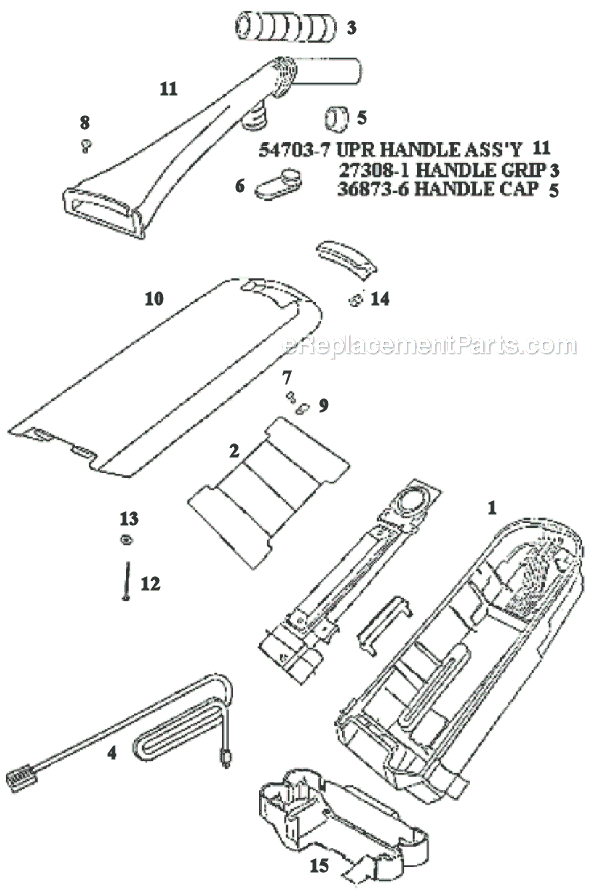Page D Diagram and Parts List for 9734BTH  Eureka Upright Vacuum