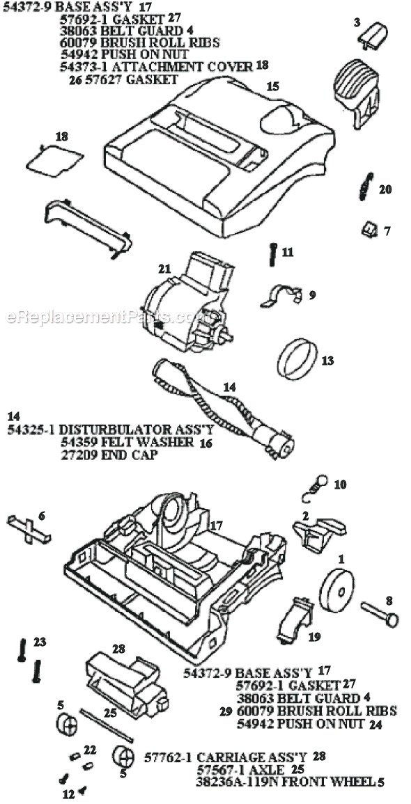 Page B Diagram and Parts List for 9734DTH  Eureka Upright Vacuum