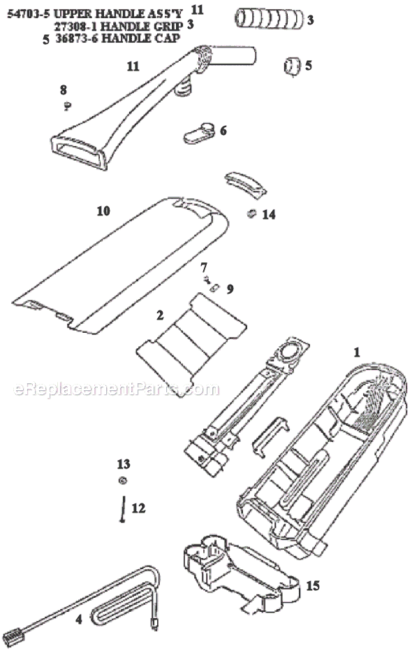 Page D Diagram and Parts List for 9734DTH  Eureka Upright Vacuum