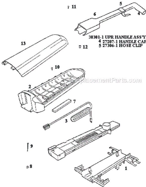 Page D Diagram and Parts List for 9735ATX  Eureka Upright Vacuum