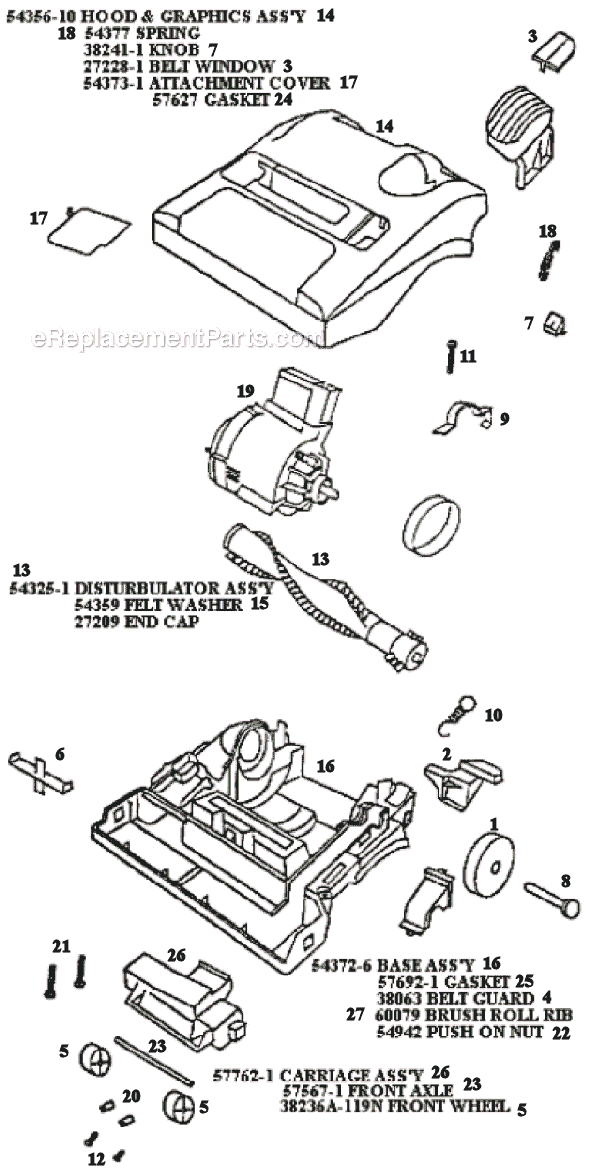 Page B Diagram and Parts List for 9735AT  Eureka Upright Vacuum