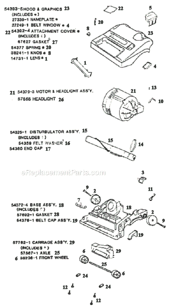 Page B Diagram and Parts List for 9740AT  Eureka Upright Vacuum