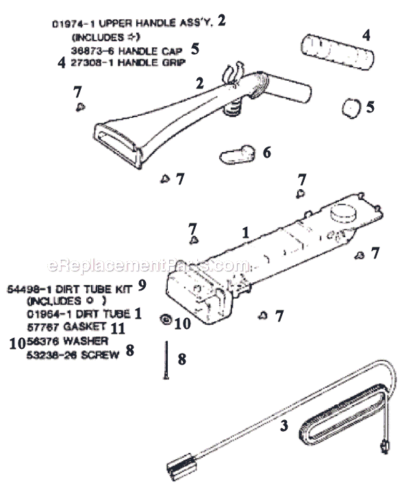 Page E Diagram and Parts List for 9740AT  Eureka Upright Vacuum