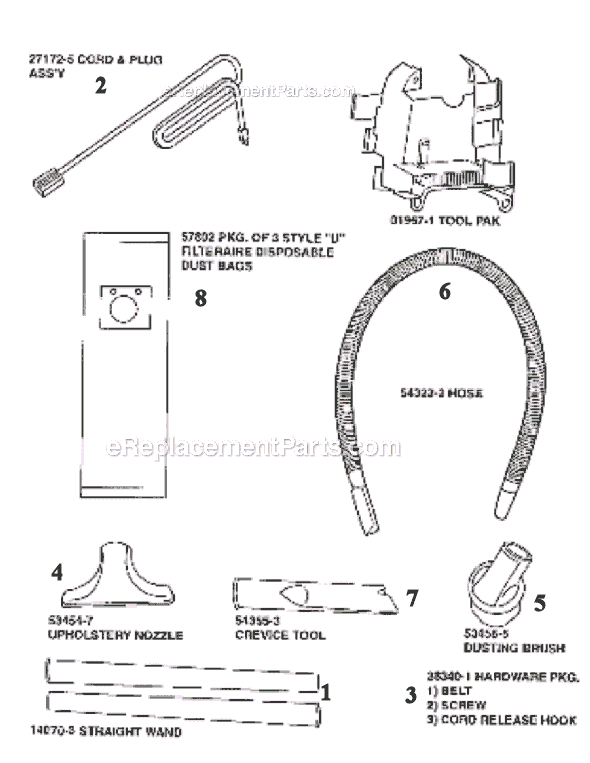 Page A Diagram and Parts List for 9740BT  Eureka Upright Vacuum