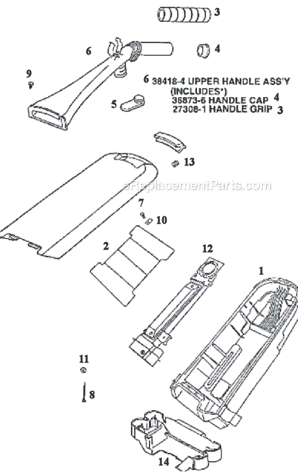 Page D Diagram and Parts List for 9740BT  Eureka Upright Vacuum