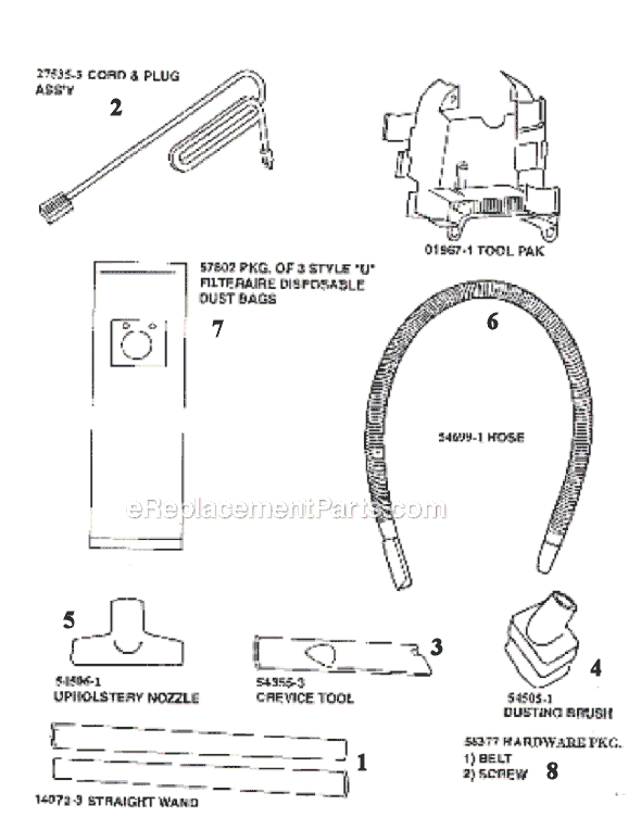 Page A Diagram and Parts List for 9741AT  Eureka Upright Vacuum