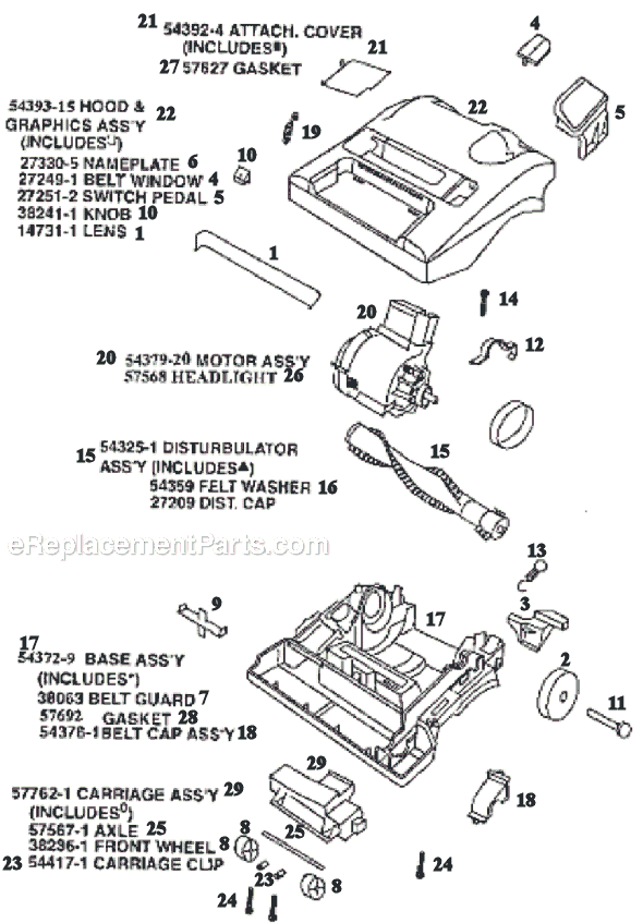 Page B Diagram and Parts List for 9741AT  Eureka Upright Vacuum
