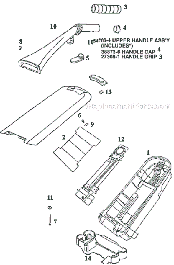 Page D Diagram and Parts List for 9741AT  Eureka Upright Vacuum