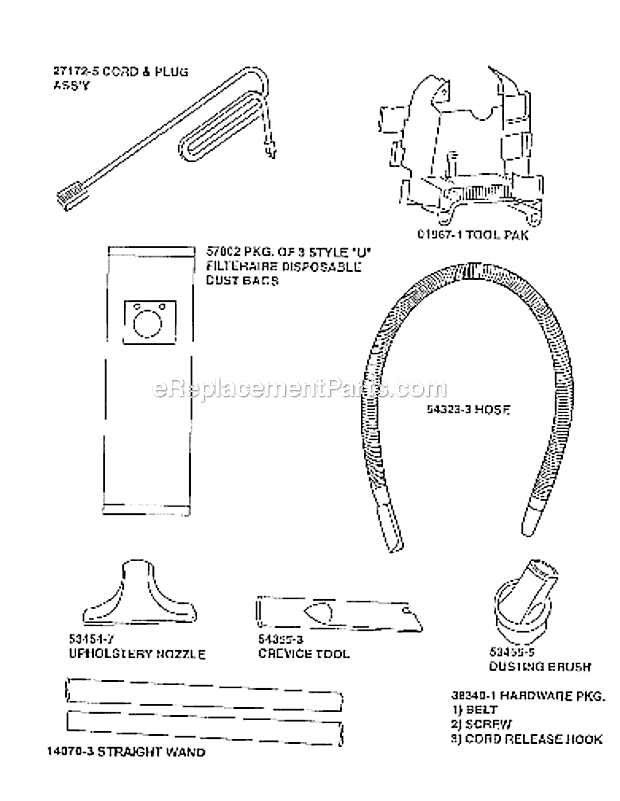 Page A Diagram and Parts List for 9750ATV  Eureka Upright Vacuum