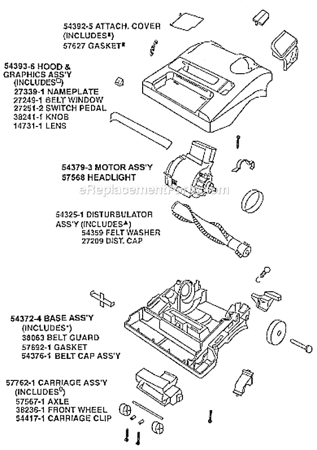 Page B Diagram and Parts List for 9750ATV  Eureka Upright Vacuum
