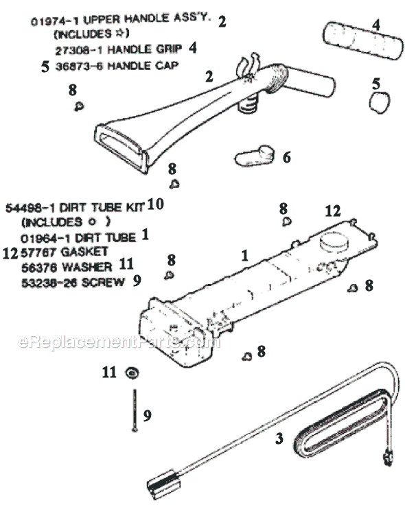 Page D Diagram and Parts List for 9750AT  Eureka Upright Vacuum