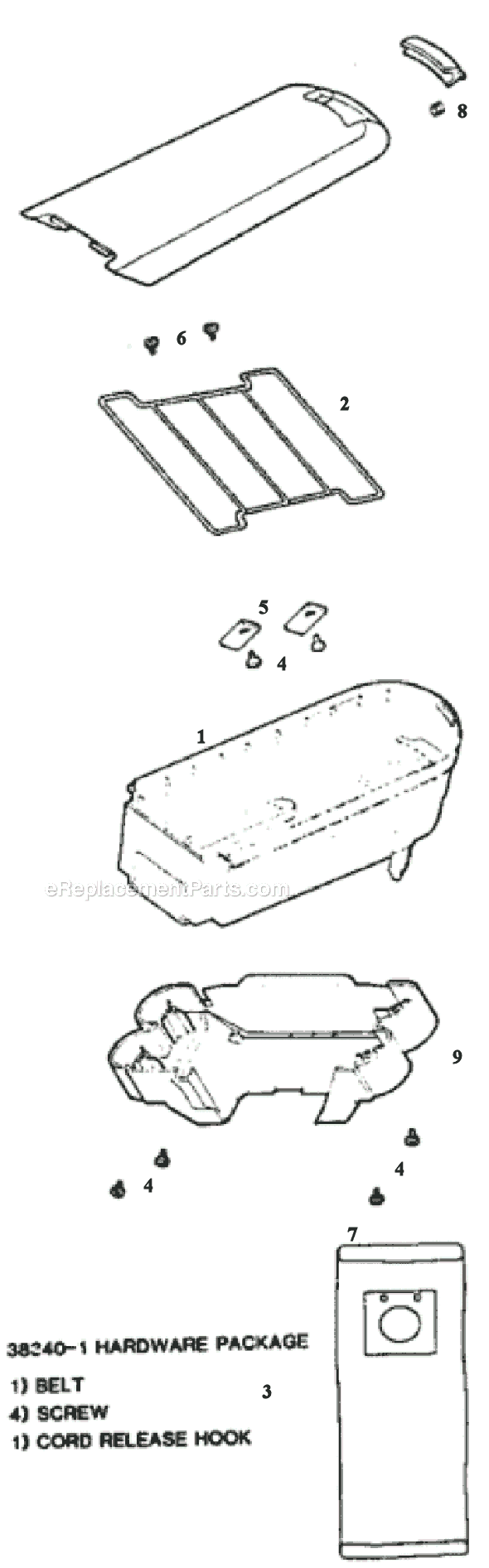 Page E Diagram and Parts List for 9750AT  Eureka Upright Vacuum