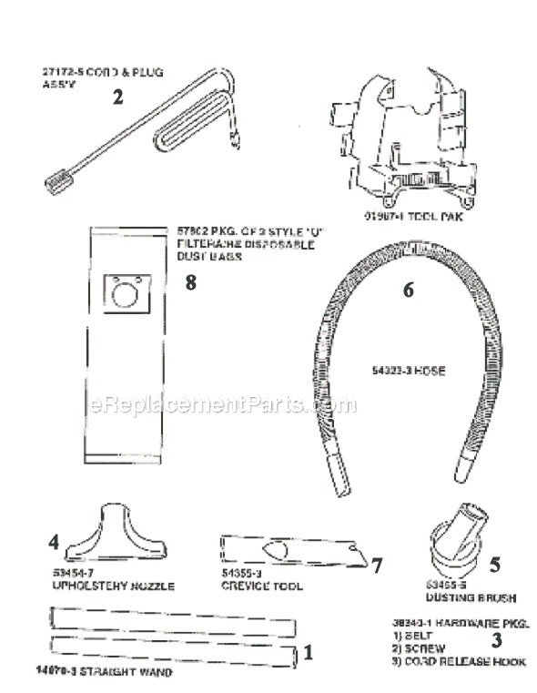 Page A Diagram and Parts List for 9750BTV  Eureka Upright Vacuum