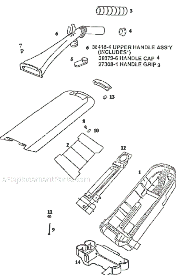 Page D Diagram and Parts List for 9750BTV  Eureka Upright Vacuum