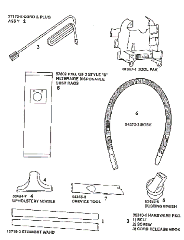 Page A Diagram and Parts List for 9750BT  Eureka Upright Vacuum