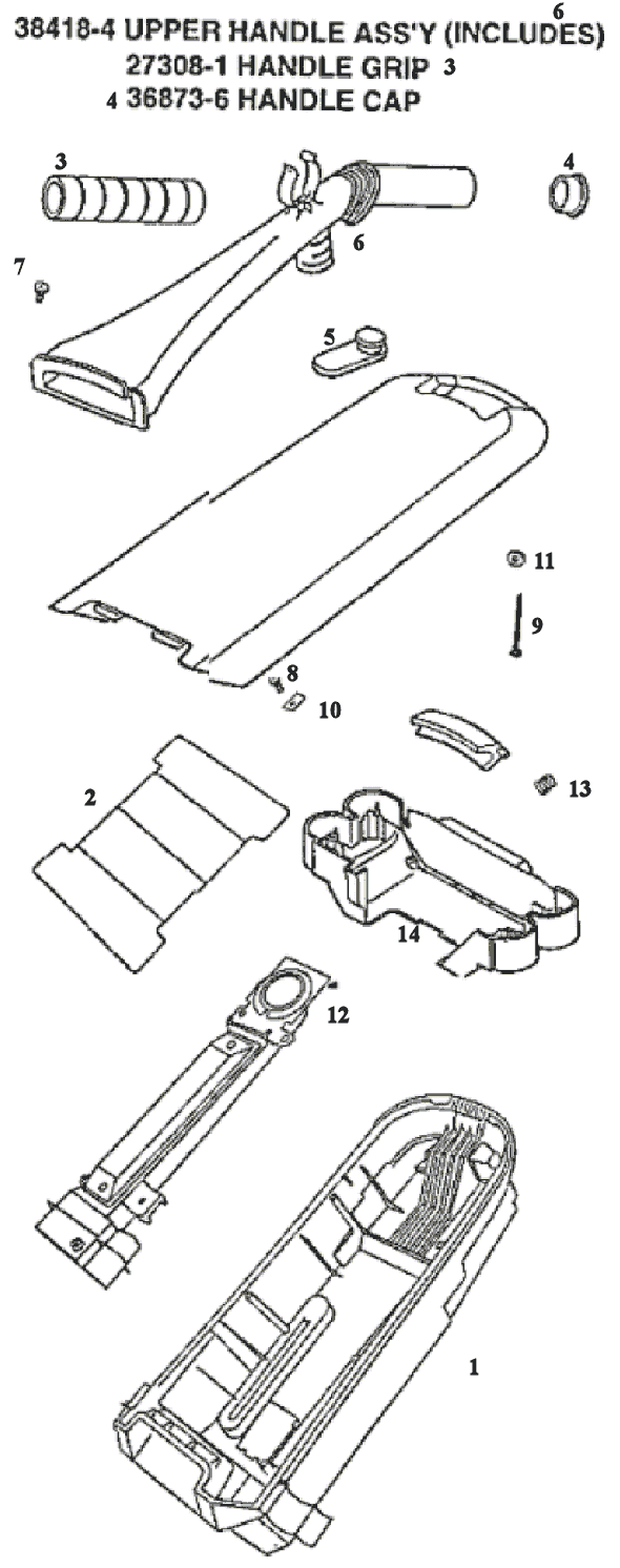 Page D Diagram and Parts List for 9750BT  Eureka Upright Vacuum
