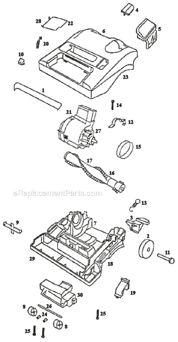 Page B Diagram and Parts List for 9751AT  Eureka Upright Vacuum