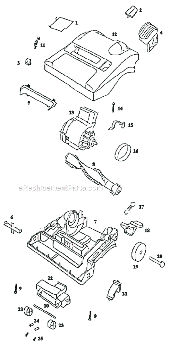 Page B Diagram and Parts List for 9752AT  Eureka Upright Vacuum