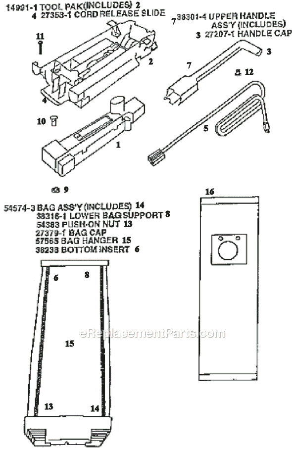 Page C Diagram and Parts List for 9834BT  Eureka Upright Vacuum