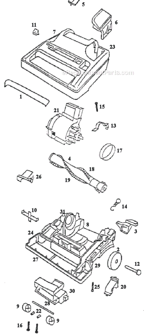 Page B Diagram and Parts List for 9834DTH  Eureka Upright Vacuum