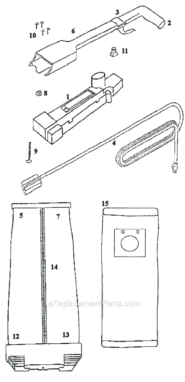Page D Diagram and Parts List for 9834DT  Eureka Upright Vacuum