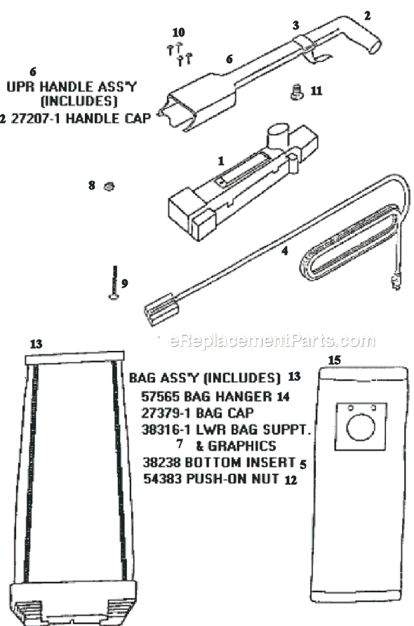 Page D Diagram and Parts List for 9855BT  Eureka Upright Vacuum